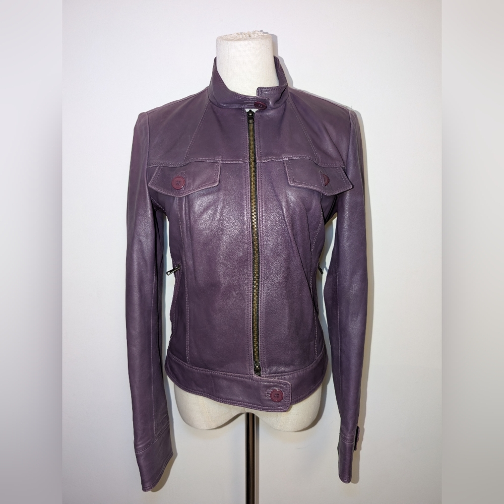 Vintage Vera Pelle Purple Leather Jacket